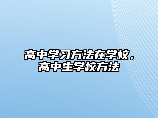 高中學(xué)習(xí)方法在學(xué)校，高中生學(xué)校方法