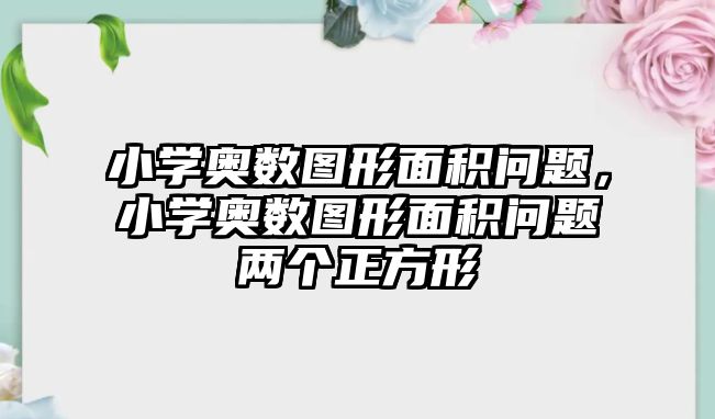 小學(xué)奧數(shù)圖形面積問題，小學(xué)奧數(shù)圖形面積問題兩個正方形