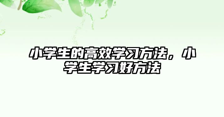 小學(xué)生的高效學(xué)習(xí)方法，小學(xué)生學(xué)習(xí)好方法